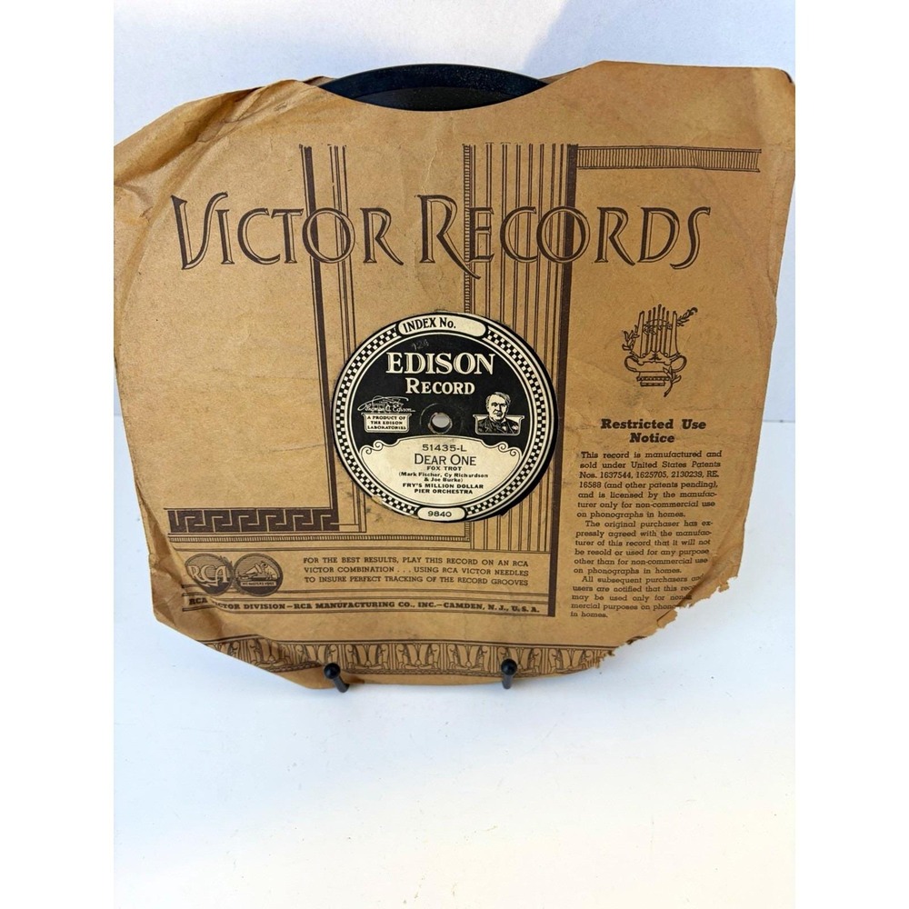 Edison Record Disc 51435 "Dear One"/"Tessie" Fry's Million Dollar Pier Orch